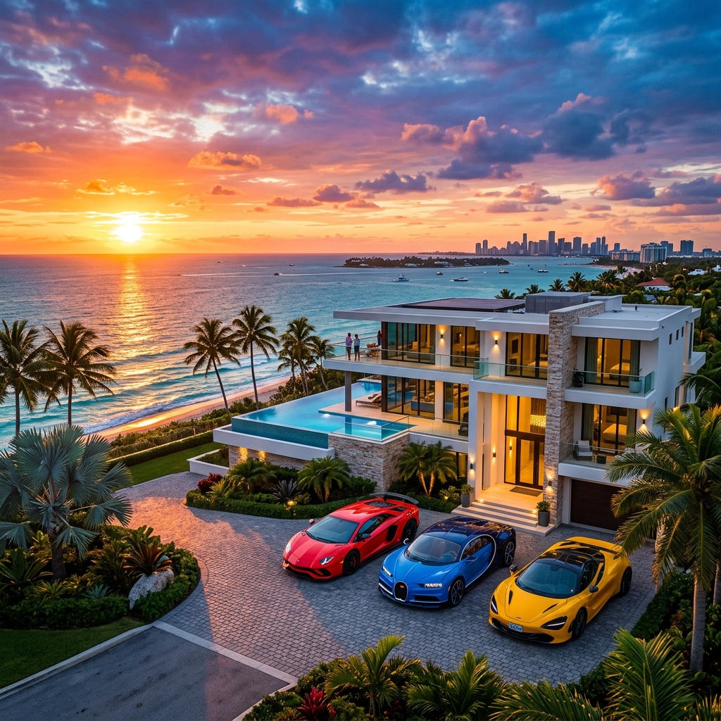 GTA 6 inspired luxury mansion AI art