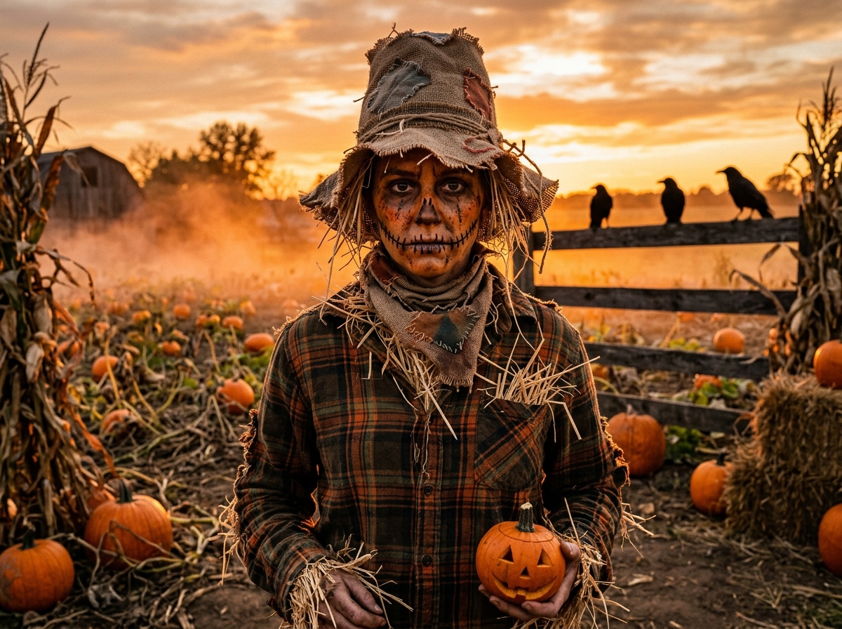 Scarecrow Halloween costume transformation from a personal photo